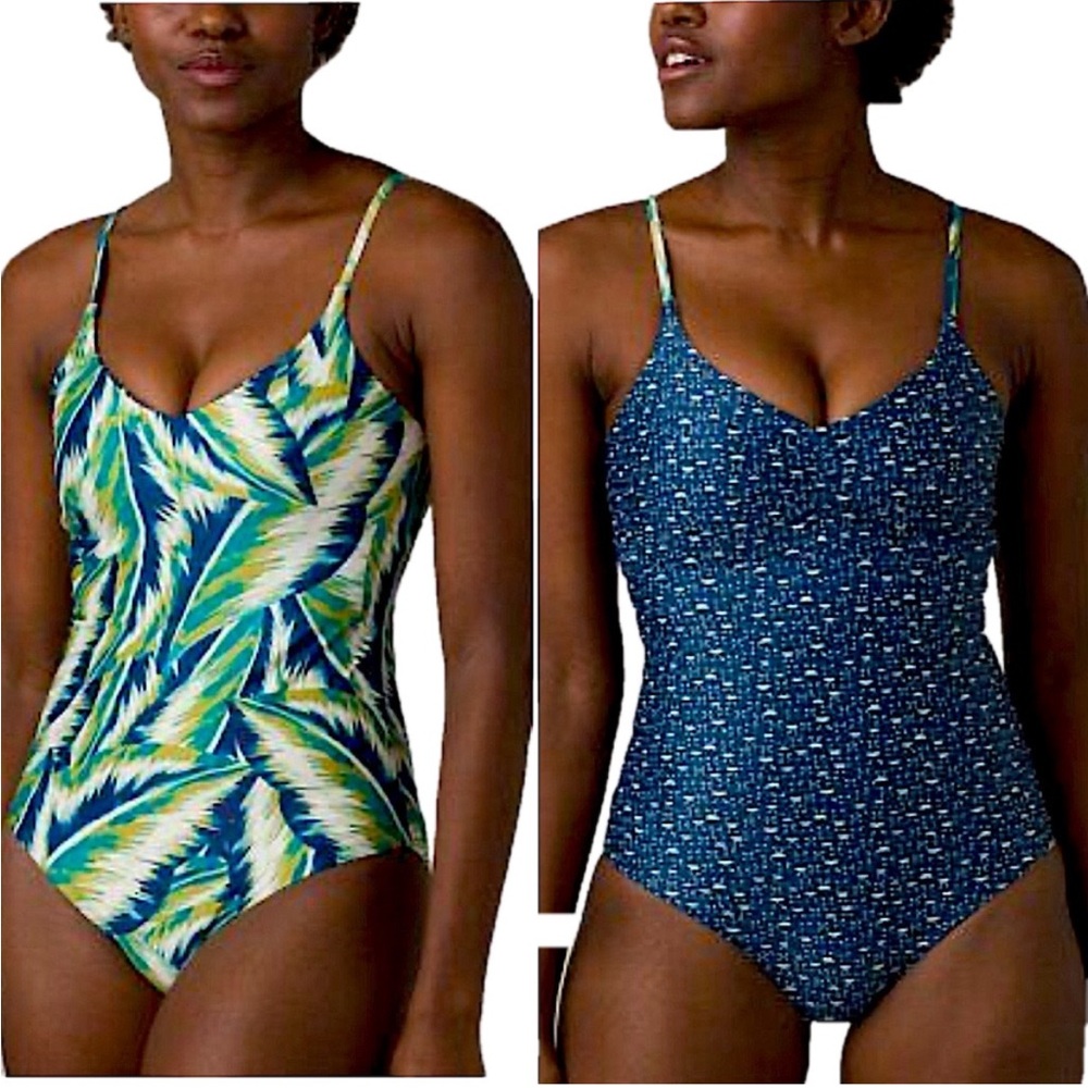 Prana Women's Swimwear - Blue and Green Patterns